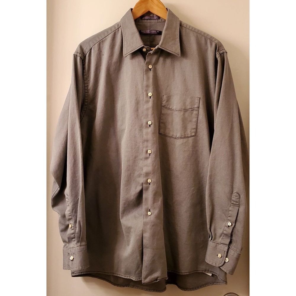 Forsyth of Canada Shirt 2x2 Cotton Diagonal Twill Black & White Men's 17x34/35